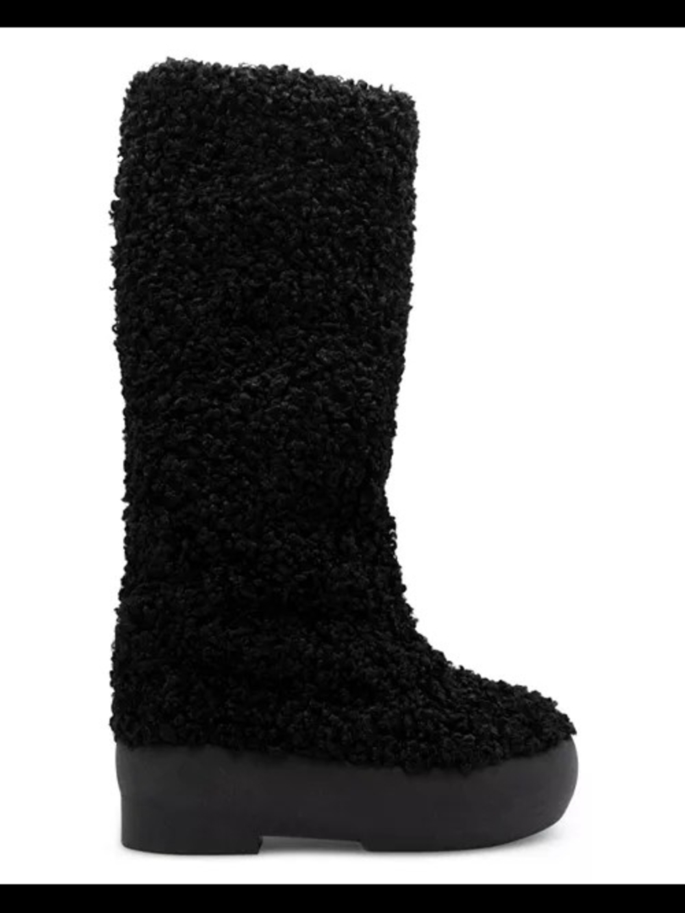 Gia Borghini Black Faux Sherpa Platform Boots